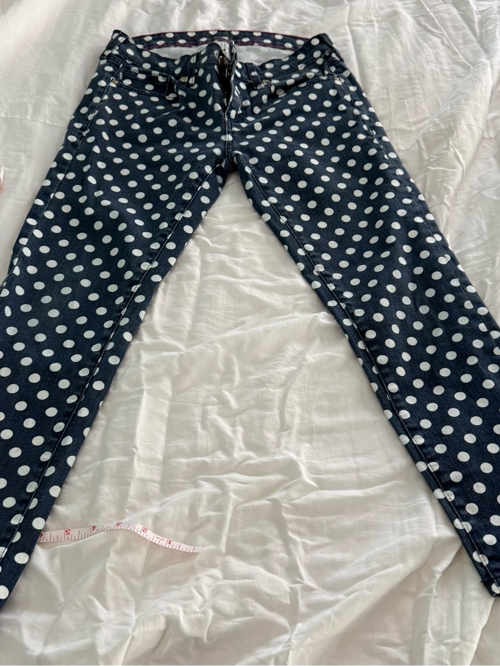 kate spade Navy Blue with White Polka Dot Ankle Jeans